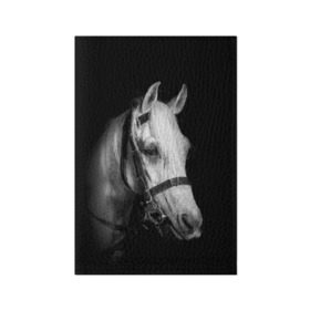 Обложка для паспорта матовая кожа с принтом Белая лошадь в Белгороде, натуральная матовая кожа | размер 19,3 х 13,7 см; прозрачные пластиковые крепления | animal | beautiful | black | eyes | gloss | harness | horse | look | muzzle | white | белый | взгляд | глаза | животное | конь | красивый | лоск | лошадь | сбруя | скакун