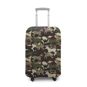 Чехол для чемодана 3D с принтом Камуфляж в Белгороде, 86% полиэфир, 14% спандекс | двустороннее нанесение принта, прорези для ручек и колес | animal | camouflage | cool | herd | horse | khaki | military | военный | животное | камуфляж | конь | лошадь | прикольный | скакун | табун | хаки