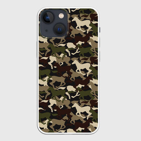 Чехол для iPhone 13 mini с принтом Камуфляж в Белгороде,  |  | animal | camouflage | cool | herd | horse | khaki | military | военный | животное | камуфляж | конь | лошадь | прикольный | скакун | табун | хаки