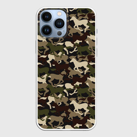 Чехол для iPhone 13 Pro Max с принтом Камуфляж в Белгороде,  |  | animal | camouflage | cool | herd | horse | khaki | military | военный | животное | камуфляж | конь | лошадь | прикольный | скакун | табун | хаки