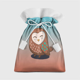 Подарочный 3D мешок с принтом Совушка в Белгороде, 100% полиэстер | Размер: 29*39 см | Тематика изображения на принте: арт | милая | милый | мудрая | перья | птенец | птица | птичка | сова | совенок | совушка