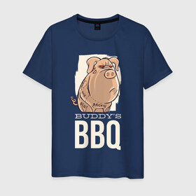 Мужская футболка хлопок с принтом Злая Свинка в Белгороде, 100% хлопок | прямой крой, круглый вырез горловины, длина до линии бедер, слегка спущенное плечо. | bbq | барбекю | еда | мясо | свинина | свиньи | свинья | шашлык