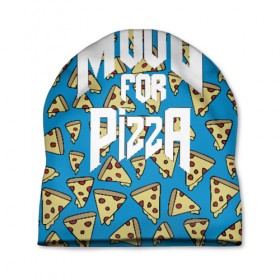 Шапка 3D с принтом Mood Pizza Doom в Белгороде, 100% полиэстер | универсальный размер, печать по всей поверхности изделия | Тематика изображения на принте: cacodemon | doom | eternal | pizza | вечность | вечный | дум | итёрнал | какодемон | пицца | этернал