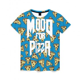 Женская футболка 3D с принтом Mood Pizza Doom в Белгороде, 100% полиэфир ( синтетическое хлопкоподобное полотно) | прямой крой, круглый вырез горловины, длина до линии бедер | cacodemon | doom | eternal | pizza | вечность | вечный | дум | итёрнал | какодемон | пицца | этернал