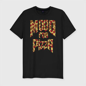 Мужская футболка премиум с принтом Mood for Pizza (Doom) в Белгороде, 92% хлопок, 8% лайкра | приталенный силуэт, круглый вырез ворота, длина до линии бедра, короткий рукав | cacodemon | doom | eternal | pizza | дум | итёрнал | какодемон | пицца | этернал