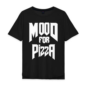 Мужская футболка хлопок Oversize с принтом Пицца Дум в Белгороде, 100% хлопок | свободный крой, круглый ворот, “спинка” длиннее передней части | cacodemon | doom | eternal | pizza | вечность | вечный | дум | итёрнал | какодемон | пицца | этернал