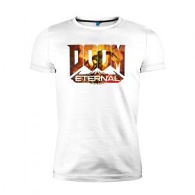 Мужская футболка премиум с принтом Doom Classic в Белгороде, 92% хлопок, 8% лайкра | приталенный силуэт, круглый вырез ворота, длина до линии бедра, короткий рукав | cacodemon | doom | eternal | вечность | вечный | дум | итёрнал | какодемон | этернал