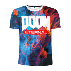 Мужская футболка 3D спортивная с принтом Doom Flames в Белгороде, 100% полиэстер с улучшенными характеристиками | приталенный силуэт, круглая горловина, широкие плечи, сужается к линии бедра | 