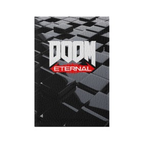 Обложка для паспорта матовая кожа с принтом Doom Blocks в Белгороде, натуральная матовая кожа | размер 19,3 х 13,7 см; прозрачные пластиковые крепления | Тематика изображения на принте: cacodemon | doom | eternal | вечность | вечный | дум | итёрнал | какодемон | этернал