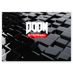 Поздравительная открытка с принтом Doom Blocks в Белгороде, 100% бумага | плотность бумаги 280 г/м2, матовая, на обратной стороне линовка и место для марки
 | cacodemon | doom | eternal | вечность | вечный | дум | итёрнал | какодемон | этернал