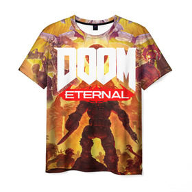 Мужская футболка 3D с принтом Doom Eternal в Белгороде, 100% полиэфир | прямой крой, круглый вырез горловины, длина до линии бедер | cacodemon | doom | eternal | вечность | вечный | дум | итёрнал | какодемон | этернал