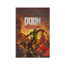 Обложка для паспорта матовая кожа с принтом Doom в Белгороде, натуральная матовая кожа | размер 19,3 х 13,7 см; прозрачные пластиковые крепления | Тематика изображения на принте: cacodemon | doom | eternal | вечность | вечный | дум | итёрнал | какодемон | этернал