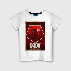 Детская футболка хлопок с принтом Doom в Белгороде, 100% хлопок | круглый вырез горловины, полуприлегающий силуэт, длина до линии бедер | Тематика изображения на принте: cacodemon | doom | eternal | вечность | вечный | дум | итёрнал | какодемон | этернал