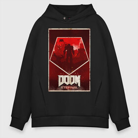 Мужское худи Oversize хлопок с принтом Doom в Белгороде, френч-терри — 70% хлопок, 30% полиэстер. Мягкий теплый начес внутри —100% хлопок | боковые карманы, эластичные манжеты и нижняя кромка, капюшон на магнитной кнопке | cacodemon | doom | eternal | вечность | вечный | дум | итёрнал | какодемон | этернал