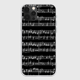 Чехол для iPhone 12 Pro Max с принтом Ноты в Белгороде, Силикон |  | black | melody | music | music lover | musician | notes | white | белый | классический | мелодия | меломан | музыка | музыкант | ноты | черный