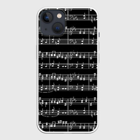 Чехол для iPhone 13 с принтом Ноты в Белгороде,  |  | black | melody | music | music lover | musician | notes | white | белый | классический | мелодия | меломан | музыка | музыкант | ноты | черный