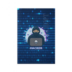 Обложка для паспорта матовая кожа с принтом Хакер в Белгороде, натуральная матовая кожа | размер 19,3 х 13,7 см; прозрачные пластиковые крепления | Тематика изображения на принте: hacker | hacknet | взлом | виртуальность | кибер | киберпанк | программист | хакер