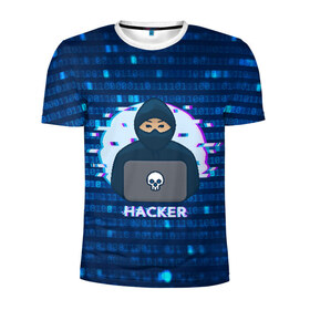 Мужская футболка 3D спортивная с принтом Хакер в Белгороде, 100% полиэстер с улучшенными характеристиками | приталенный силуэт, круглая горловина, широкие плечи, сужается к линии бедра | hacker | hacknet | взлом | виртуальность | кибер | киберпанк | программист | хакер