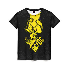 Женская футболка 3D с принтом AC/DC HIGH VOLTAGE в Белгороде, 100% полиэфир ( синтетическое хлопкоподобное полотно) | прямой крой, круглый вырез горловины, длина до линии бедер | ac dc | acdc | high voltage | music | rock | skull | группа | молния | музыка | музыканты | рок | череп