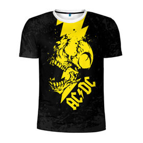 Мужская футболка 3D спортивная с принтом AC/DC HIGH VOLTAGE в Белгороде, 100% полиэстер с улучшенными характеристиками | приталенный силуэт, круглая горловина, широкие плечи, сужается к линии бедра | Тематика изображения на принте: ac dc | acdc | high voltage | music | rock | skull | группа | молния | музыка | музыканты | рок | череп