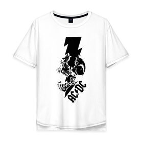 Мужская футболка хлопок Oversize с принтом AC/DC HIGH VOLTAGE в Белгороде, 100% хлопок | свободный крой, круглый ворот, “спинка” длиннее передней части | ac dc | acdc | high voltage | music | rock | skull | группа | молния | музыка | музыканты | рок | череп