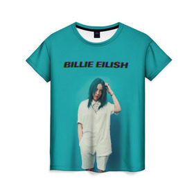 Женская футболка 3D с принтом Billie Eilish в Белгороде, 100% полиэфир ( синтетическое хлопкоподобное полотно) | прямой крой, круглый вырез горловины, длина до линии бедер | ayelish | bad guy | billie eilish | eilish | билли айлиш | эйлиш | элиш