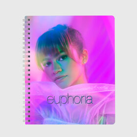 Тетрадь с принтом сериал Euphoria в Белгороде, 100% бумага | 48 листов, плотность листов — 60 г/м2, плотность картонной обложки — 250 г/м2. Листы скреплены сбоку удобной пружинной спиралью. Уголки страниц и обложки скругленные. Цвет линий — светло-серый
 | zendaya | зендея | ру беннетт | сериал euphoria | эйфория