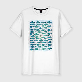 Мужская футболка премиум с принтом Меланхолично-скептичные рыбы в Белгороде, 92% хлопок, 8% лайкра | приталенный силуэт, круглый вырез ворота, длина до линии бедра, короткий рукав | bird born | арт | иллюстрация | ирония | мы | общество | подозревака | противостояние | рыбы | сопротивление | социум | юмор | я