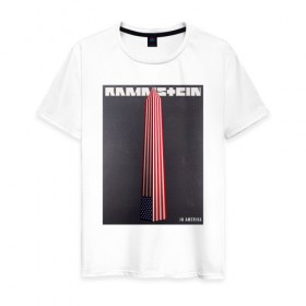 Мужская футболка хлопок с принтом Rammstein in Amerika в Белгороде, 100% хлопок | прямой крой, круглый вырез горловины, длина до линии бедер, слегка спущенное плечо. | rammstein | раммштайн | рамштайн