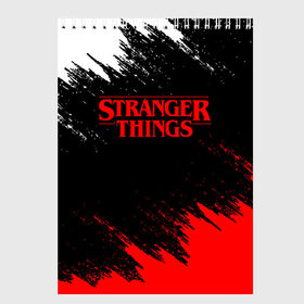 Скетчбук с принтом STRANGER THINGS в Белгороде, 100% бумага
 | 48 листов, плотность листов — 100 г/м2, плотность картонной обложки — 250 г/м2. Листы скреплены сверху удобной пружинной спиралью | 11 | stranger things | одди | одиннадцатая | очень странные дела | сериалы