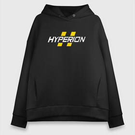 Женское худи Oversize хлопок с принтом HYPERION в Белгороде, френч-терри — 70% хлопок, 30% полиэстер. Мягкий теплый начес внутри —100% хлопок | боковые карманы, эластичные манжеты и нижняя кромка, капюшон на магнитной кнопке | borderlands | borderlands 3 | cl4p tp | claptrap | gearbox | hyperion | lilith | moxxi | psycho | sirens | tina | zero | бордерлендс | гиперион | зеро | клеп треп | лилит | мокси | псих | сирена | тина