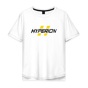 Мужская футболка хлопок Oversize с принтом HYPERION в Белгороде, 100% хлопок | свободный крой, круглый ворот, “спинка” длиннее передней части | Тематика изображения на принте: borderlands | borderlands 3 | hyperion | бордерлендс | гиперион