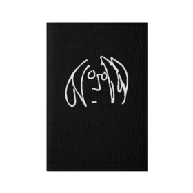 Обложка для паспорта матовая кожа с принтом Джон Леннон в Белгороде, натуральная матовая кожа | размер 19,3 х 13,7 см; прозрачные пластиковые крепления | Тематика изображения на принте: the beatles | битлз | битлы | джон леннон