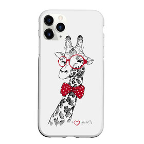 Чехол для iPhone 11 Pro матовый с принтом Жираф в Белгороде, Силикон |  | animal | bow tie | cool | giraffe | gray | red | white | белый | галстук  бабочка | животное | жираф | красный | очки | прикольный | серый
