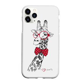 Чехол для iPhone 11 Pro Max матовый с принтом Жираф в Белгороде, Силикон |  | animal | bow tie | cool | giraffe | gray | red | white | белый | галстук  бабочка | животное | жираф | красный | очки | прикольный | серый