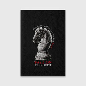 Обложка для паспорта матовая кожа с принтом A Fashion Terrorist в Белгороде, натуральная матовая кожа | размер 19,3 х 13,7 см; прозрачные пластиковые крепления | black | chess | cool | figure | horse | red | slogan | style | white | белый | конь | красный | лошадь | прикольный | слоган | стиль | фигура | черный | шахматы