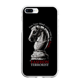 Чехол для iPhone 7Plus/8 Plus матовый с принтом A Fashion Terrorist в Белгороде, Силикон | Область печати: задняя сторона чехла, без боковых панелей | black | chess | cool | figure | horse | red | slogan | style | white | белый | конь | красный | лошадь | прикольный | слоган | стиль | фигура | черный | шахматы
