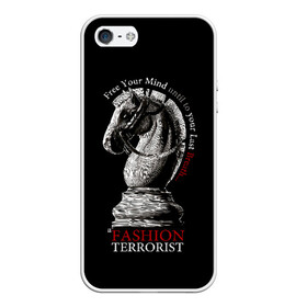 Чехол для iPhone 5/5S матовый с принтом A Fashion Terrorist в Белгороде, Силикон | Область печати: задняя сторона чехла, без боковых панелей | black | chess | cool | figure | horse | red | slogan | style | white | белый | конь | красный | лошадь | прикольный | слоган | стиль | фигура | черный | шахматы