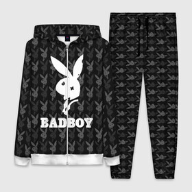 Женский костюм 3D с принтом Bad boy в Белгороде,  |  | bad boy | bite | bow tie | broken | cool | ear | fighter | logo | man | playboy | rabbit | sign | symbol | white | белый | битый | боец | галстук бабочка | знак | кролик | логотип | любовь | мальчик | мужчина | откушенное | прикольный | сим