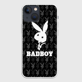 Чехол для iPhone 13 mini с принтом Bad boy в Белгороде,  |  | bad boy | bite | bow tie | broken | cool | ear | fighter | logo | man | playboy | rabbit | sign | symbol | white | белый | битый | боец | галстук бабочка | знак | кролик | логотип | любовь | мальчик | мужчина | откушенное | прикольный | сим