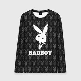 Мужской лонгслив 3D с принтом Bad boy в Белгороде, 100% полиэстер | длинные рукава, круглый вырез горловины, полуприлегающий силуэт | Тематика изображения на принте: bad boy | bite | bow tie | broken | cool | ear | fighter | logo | man | playboy | rabbit | sign | symbol | white | белый | битый | боец | галстук бабочка | знак | кролик | логотип | любовь | мальчик | мужчина | откушенное | прикольный | сим