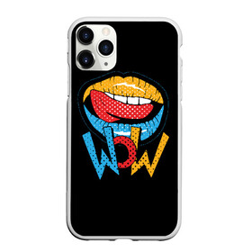 Чехол для iPhone 11 Pro матовый с принтом Wow в Белгороде, Силикон |  | blue | dots | lips | pop art | red | teeth | tongue | white | yellow | белый | губы | желтый | зубы | красный | поп  арт | точки | язык