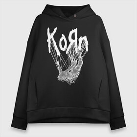 Женское худи Oversize хлопок с принтом Korn The Nothing в Белгороде, френч-терри — 70% хлопок, 30% полиэстер. Мягкий теплый начес внутри —100% хлопок | боковые карманы, эластичные манжеты и нижняя кромка, капюшон на магнитной кнопке | alternative | heavy | korn | koяn | metal | rapcore | rock | the nothing | youll never find me | джонатан дэвис | корн | корни | коян | ню метал | нюметал | рок