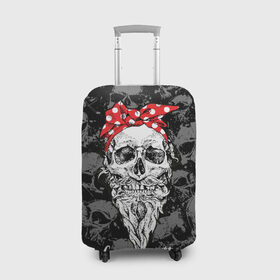 Чехол для чемодана 3D с принтом Going dotty в Белгороде, 86% полиэфир, 14% спандекс | двустороннее нанесение принта, прорези для ручек и колес | bandana | beard | black | cool | going dotty | red | skull | white | бандана | белый | борода | красный | прикольный | череп | черный