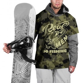 Накидка на куртку 3D с принтом Real men do fishing в Белгороде, 100% полиэстер |  | Тематика изображения на принте: bait | black | fish | fisherman | fishing | hook | man | white | белый | занимается | камуфляж | крючок | мужчина | наживка | настоящий | реальный | рыба | рыбак | рыбалка | черный