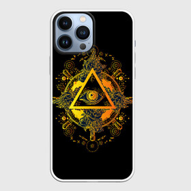 Чехол для iPhone 13 Pro Max с принтом Всевидящее око в Белгороде,  |  | black | esoteric | eye | mystic | occult | orange | symbol | triangle | yellow | глаз | желтый | мистика | оккультизм | око | оранжевый | символ | треугольник | черный | эзотерика