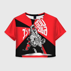 Женская футболка Cropp-top с принтом Godzilla (JAPAN) в Белгороде, 100% полиэстер | круглая горловина, длина футболки до линии талии, рукава с отворотами | anime | godzilla | japan | аниме | годзила | годзилла | япония