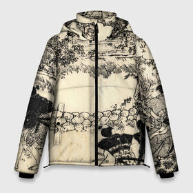 Мужская зимняя куртка 3D с принтом Японская гравюра в Белгороде, верх — 100% полиэстер; подкладка — 100% полиэстер; утеплитель — 100% полиэстер | длина ниже бедра, свободный силуэт Оверсайз. Есть воротник-стойка, отстегивающийся капюшон и ветрозащитная планка. 

Боковые карманы с листочкой на кнопках и внутренний карман на молнии. | japan | japanese | искусство | картина | япония | японская гравюра | японская картина