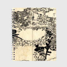 Тетрадь с принтом Японская гравюра в Белгороде, 100% бумага | 48 листов, плотность листов — 60 г/м2, плотность картонной обложки — 250 г/м2. Листы скреплены сбоку удобной пружинной спиралью. Уголки страниц и обложки скругленные. Цвет линий — светло-серый
 | Тематика изображения на принте: japan | japanese | искусство | картина | япония | японская гравюра | японская картина