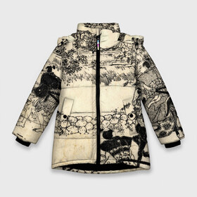 Зимняя куртка для девочек 3D с принтом Японская гравюра в Белгороде, ткань верха — 100% полиэстер; подклад — 100% полиэстер, утеплитель — 100% полиэстер. | длина ниже бедра, удлиненная спинка, воротник стойка и отстегивающийся капюшон. Есть боковые карманы с листочкой на кнопках, утяжки по низу изделия и внутренний карман на молнии. 

Предусмотрены светоотражающий принт на спинке, радужный светоотражающий элемент на пуллере молнии и на резинке для утяжки. | Тематика изображения на принте: japan | japanese | искусство | картина | япония | японская гравюра | японская картина